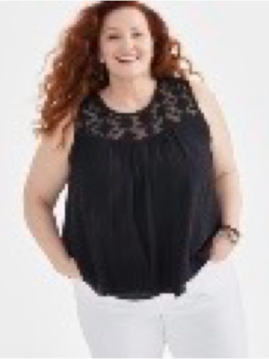 Style & Co. Tops - Style & Co. Black Lace Yoke Sleeveless Camisole